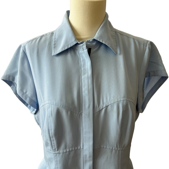 NANETTE LEPORE DRESS LT BLUE 8 ZIP FRONT SPORTY RETRO COASTAL GRANDMA CASUAL - Picture 3 of 12